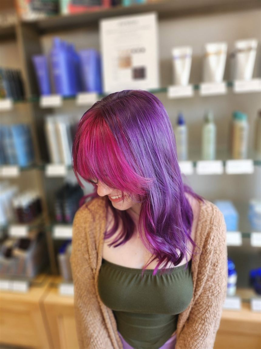 Balayage hair color example showing natural sun-kissed highlights